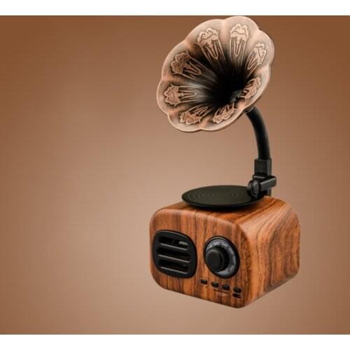 Wireless Bluetooth Speaker Retro Vintage Gramophone Shape Portable USB Interface Card Bluetooth Speaker Travel Home Office