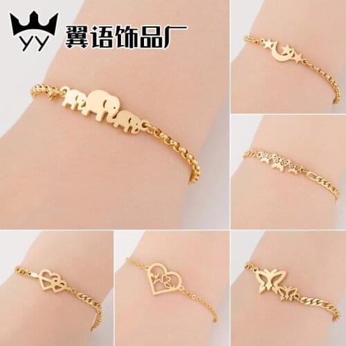 Hot Sell Butterfly Gigantic Elephant Bracelet For Women Couples Custom Name Logo Stainless Steel Bracelet Fashion Trendy Jewelry
