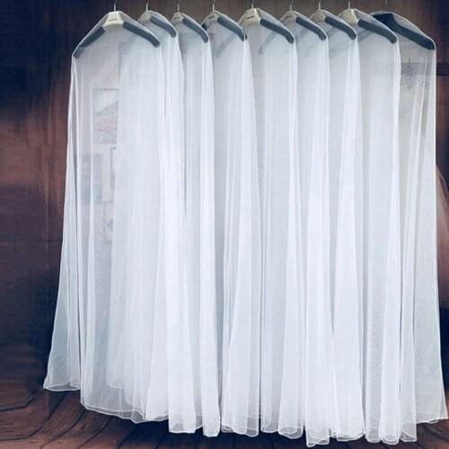 Long 160/180/200cm White Transparent Breathable Tulle Dust Cover for Garment Wedding Dress Evening Clothes Protect Case FC70