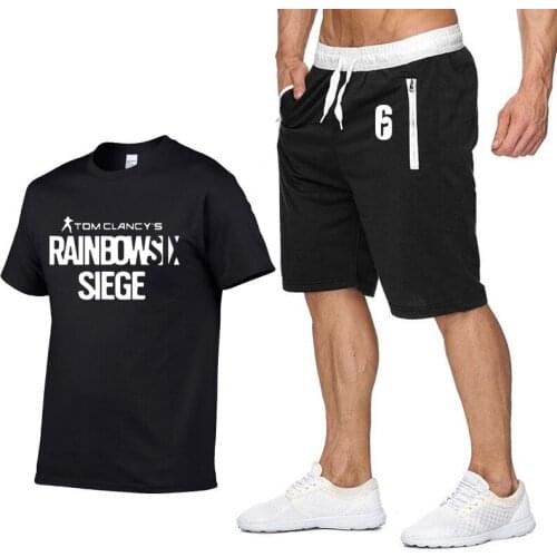 Summer Fashion Mens t Shirt Rainbow Six Siege Print T-shirts Hip Hop Harajuku cotton T-Shirt high quality T Shirts pants suit