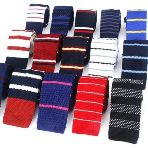 Mens Knit Skinny Retro Tie Casual Slim Necktie Red Navy Striped Solid Weave Cravat Business Wedding Dress Neck Ties Accessories
