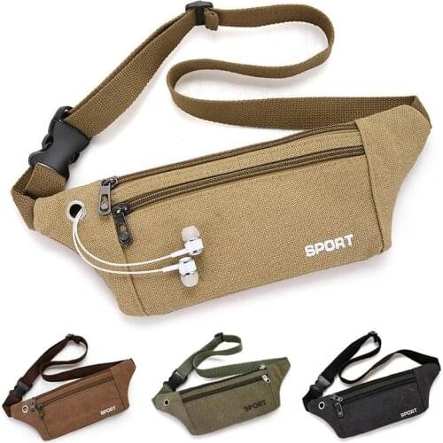 New 2021 Canvas Mens Waist Packs Bag Outdoor Sports Mountaineering Bag Fitness Running Chest Bag Ultra-light Mobile Phone Bag