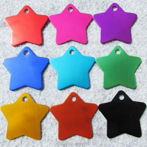 100pcs/lot Aluminum Star Shaped Blank Pet ID Tags Laser Engravable Dog Identity Tags