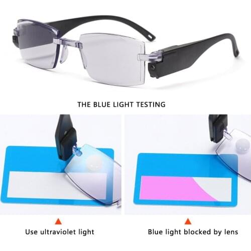 Classic Multifocal Anti Blue Light Reading Glasses with LED Light Magnetic Therapy Intelligent Zoom Progressive Magnifier Glasse