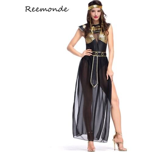 Egyptian Goddess Isis Cosplay Costumes Cleopatra Egypt Black Dresses In Women Girls Halloween New Bar Stage Performance Costume