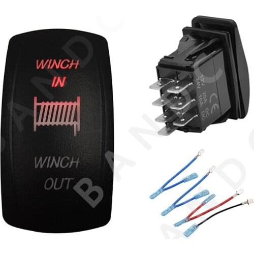 Jumper Wires,WINCH IN/OUT Car Boat RV Rocker Switch 7P (ON)-OFF-(ON) DPDT Car Button Dual Blue LED Light Bar Camper Accessory