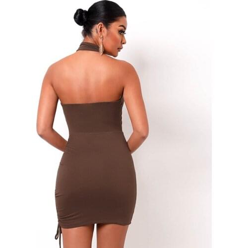 Summer Dress Women Sleeveless Halter Mini Dresses Bodycon Hollow Out Party Club Wear Dress For Woman Clothing Vestido Femme Robe