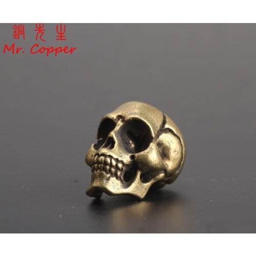 Punk Copper Skull Head Miniatures Figurines Desk Decorations Vintage Brass Home Decor Ornaments Crafts Handmade Antique Men Gift