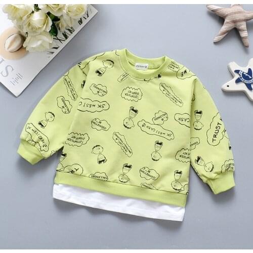 Fashion Baby Girls Sweatshirts Spring Autumn Blouses Children Hoodies Cartoon Printed Long Sleeves Patchwork Kids T-shirt Jacket