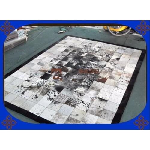 Fashionable art carpet 100% natural genuine cowhide leather fur rug