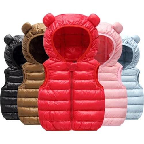 Fashion Vest for Girls Boys Hooded Cotton Winter jacket Baby Girl clothes boy hooded vests Kids Sleeveless Coats Child Outerwear