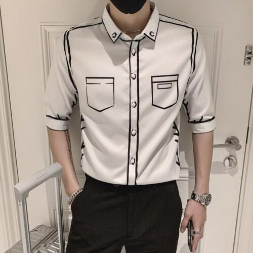 Men Fashion Design Short Sleeve 3D Printed Shirt Youth Casual Party Shirt H40
