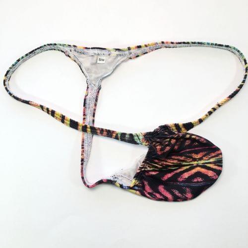 Mens Pouch Thong Bulge Enhancer Low Rise T Back colored leopard prints Sexy G4034