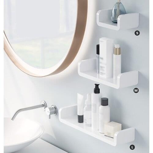 Punch-Free Wall Mounted Shower Organizer Shelves Toilet Wall Rack White Simple Cosmetic Aromatherapy Bathroom Storage Rack Decor