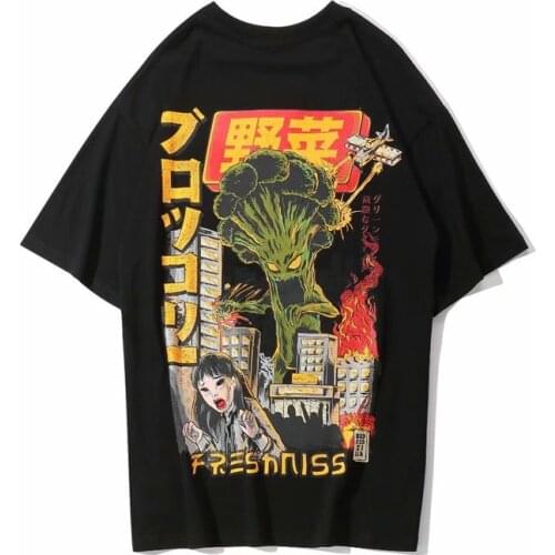 2020 New Men Hip Hop Streetwear Harajuku Style Hipster Tees Cartoon Print High Street T Shirt Oversize Couple Summer Tops