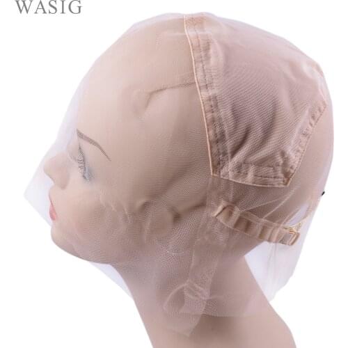 1Pc Full Lace Wig Cap Base For Making Full Hand Made Wigs With Adjustable Straps Glueless Weaving Cap Customize Hairnets