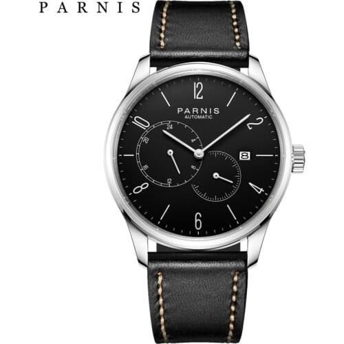 Parnis Luxury Brand Bussiness Watch Men Leather Strap Automatic Auto Date Waterproof Miyota Movement Mens Mechanical Watches