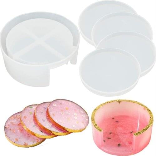 Coaster Resin Molds Round Container Silicone Mould Cups Mats Diy Epoxy Resin Mold Coaster Storage Box Crafts Making Home Decor