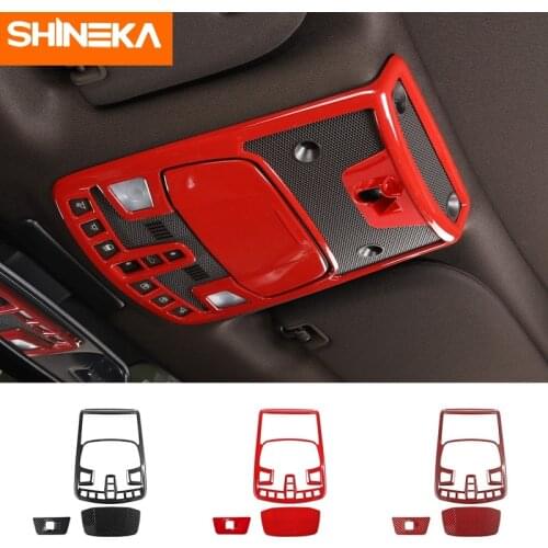 SHINEKA Car Front Reading Light Lamp Decoration Cover & Rear Window Switch Button Trim Stickers Assessories For Ford F150 2015