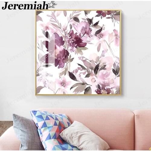 Modern Abstract Pink Flower Canvas Painting Simple Plant Flower Leaf Poster Wall Art Nordic Home Room Decoration Accessories