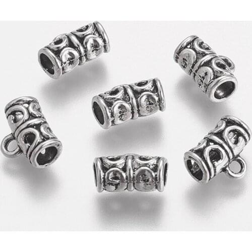 100pcs Tube Tibetan Style Hanger Link Connector Spacer Bail Bead for Jewelry Making DIY Accessories Finding 11.5x9x6mm Hole: 2mm