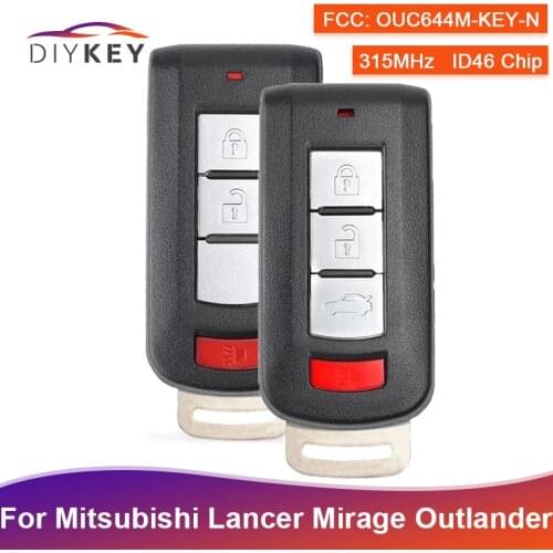 DIYKEY FCC: OUC644M-KEY-N for Mitsubishi Lancer Mirage Outlander 2008 2009 2010-2020 Smart Remote Key Fob 4 Button 315MHz ID46