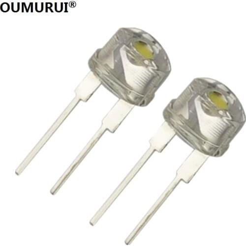 High bright 8mm LED strawhat diode short leg emitting white light 7000-8000k 0.5w 3.0-3.4v 80-100mA 1000PCS Free shipping