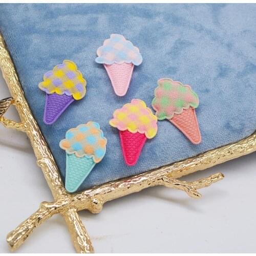 40pcs/Lot 3.8*2.3cm sweet ice-cream Patches for Clothing Iron on Clothes Appliques Badge Fabric Sticker Apparel Accessories