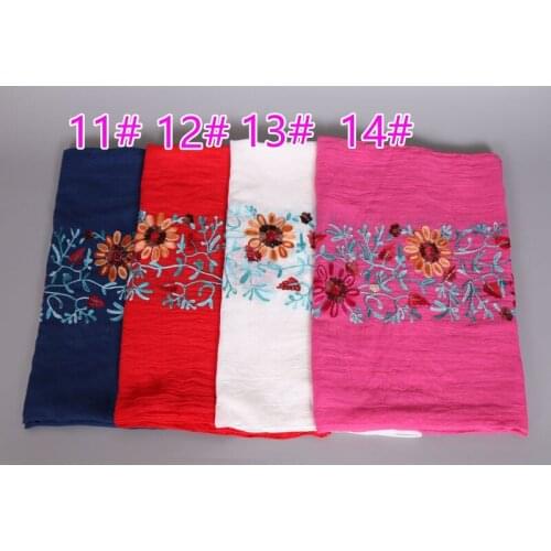 Ladies popular floral embroidered design fashion scarf / shawls muslim autumn soft wrap hijab Muffler pashmina 20pcs/lot