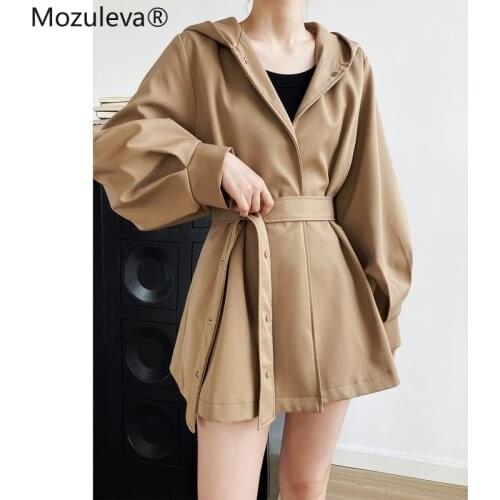 Mozuleva Casual Solid Outwear Autumn Loose Sashes Streetwear Women Long Coat Trench Coat Female Belted Slim Waist Windbreaker