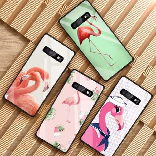 Animal Flamingo Tempered Glass Phone Case For Samsung Galaxy S8 S9 S10 S20 PLUS J6 J8 2018 NOTE 8 9 10 Cover Shell