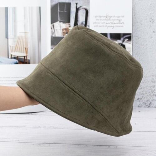 Winter Autumn Warm Unisex Suede Ear Protector Fisherman Bucket Hat Basin Cap