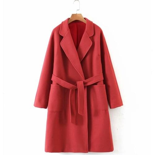 ZXQJ Women Solid Color Woolen Coat 2021 Automn Fashion Ladies Elegant Loose Oversize Outerwear Female Warm Long Blazer