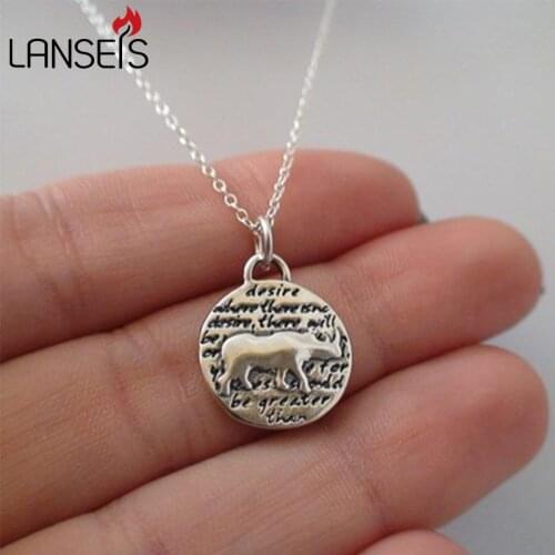 1pcs Inspirational Rhino Charm NecklaceCute Animal girl Friends Pendant