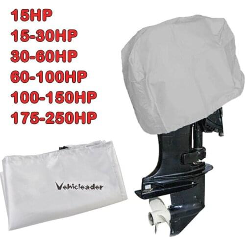 15-250HP Full Outboard Motor Engine Boat Cover 210D Waterproof Anti-scratch Heavy Duty Outboard Engine Protector Silver