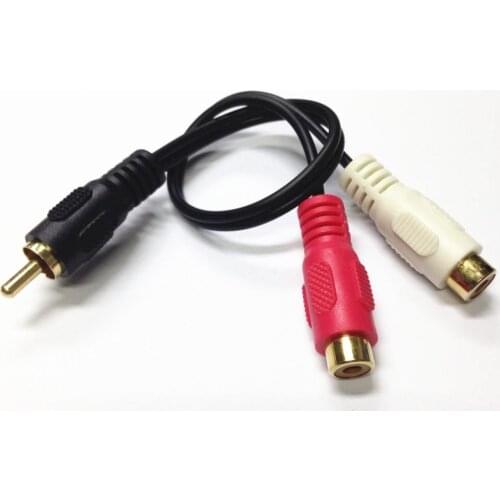 2 RCA revolution 1 RCA female OFC cable 1 RCA revolution 2 RCA male Y split cable for car audio system subwoofer DVD MP3 player