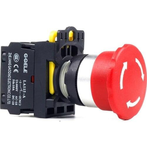 5 PCS Push button switch Emergency stop pushbutton IP651NC 1NO+1NC 2NO 2NC 3NC RED
