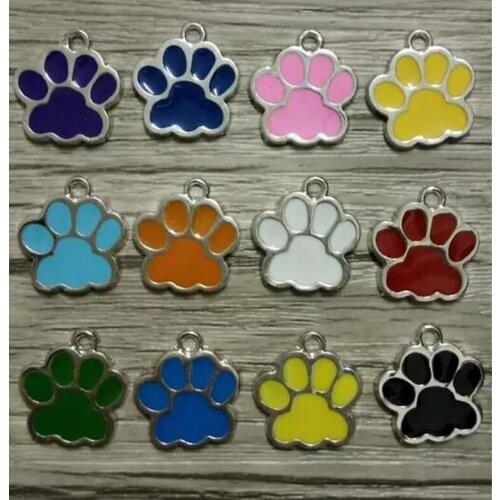 11 Color Choice Drip Enamel Dog Cat Paw Prints Dangle Charm Pendant Jewelry Findings Fit Bracelet&Necklace&Earrings Making 50pcs