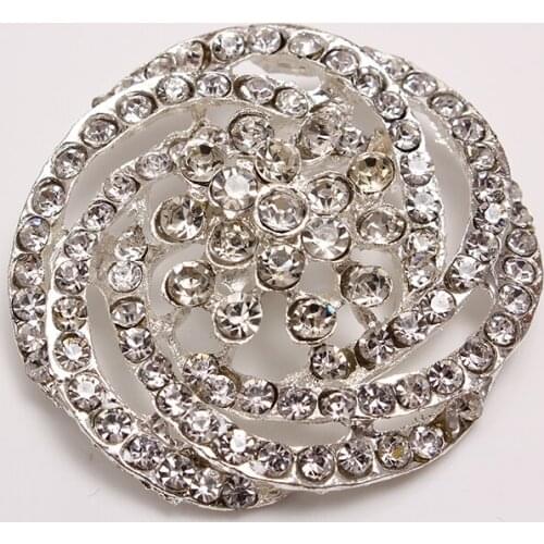 50PCS/LOT) 50MM X-large Crystal Rhinestone Shank Loop Back Button Hook Brooch Bouquet Garment Sewing-on