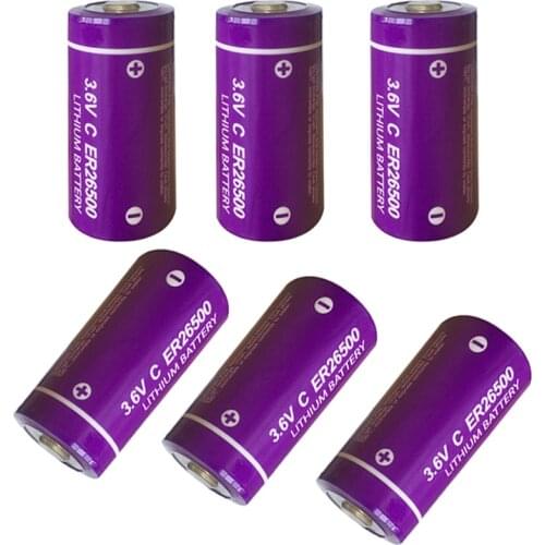 6 x 26500 ER26500 3.6V 9000mAh Battery Lithium Li-SOCl2 C Batteries ER 26500 26500 9A batteries