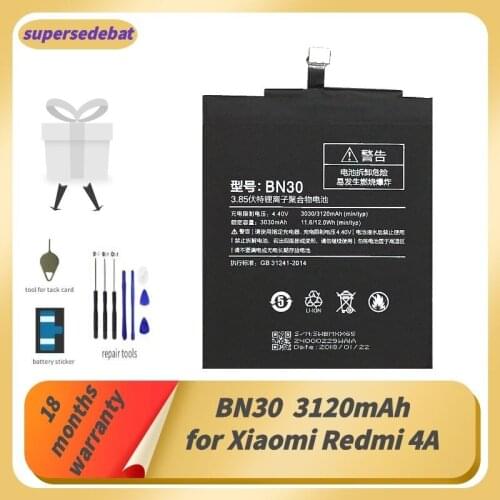 Supersedebat BN30 Battery for Redmi 4a Accumulator Bateria for Xiaomi Redmi 4A Batteries Mobiele Telefoon Accessoires Tool Sets