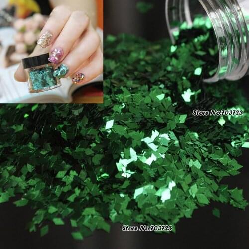 Acrylic Ling-shaped Sparkly Sequin Glitter Nail Art Tips Design Tool Decoration Dark green B0602