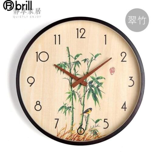 Creative Large Antique Wood Wall Clock Retro Living Room Chinese-style Modern Clocks Wall Home Decor Silent Farmhouse Decor Gift