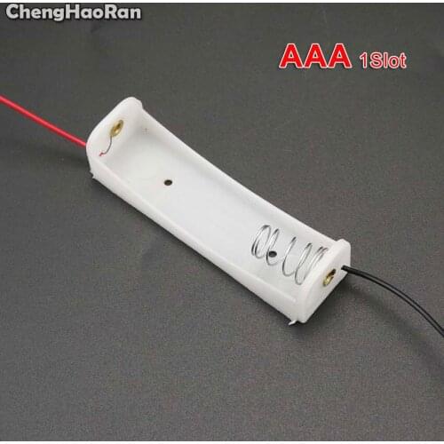 ChengHaoRan 5Pcs Single Slot AAA Battery Clip Case Holder Box with Wire Leads DIY Battery Storage Case For 1x AAA Battery