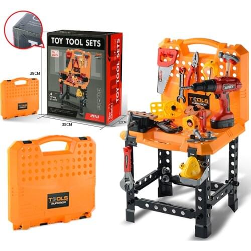 TOY CHOIS Pretend Play Workbench Toy Tool Set 82 Pieces Construction Kit Outdoor Travel Preschool Gift for Kids Boys Girls