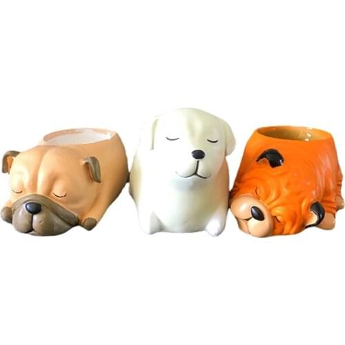 Dog Pot Flower Plant Vase Silicone Cement Concrete Planter Mould DIY Baking Accessories Cake Decoration Resin Silicon Mould