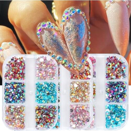 Nail Art Crystal Rhinestones Decorations Bling Rainbow Jelly Nail Diamond Stones Jewelry for Manicure Designs Accessories TR1923