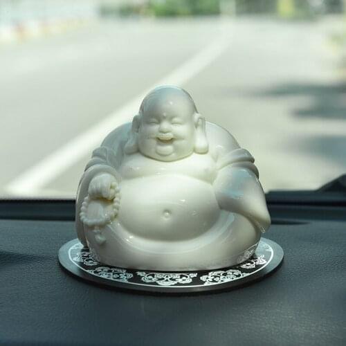 Ceramic Buddha Car Decoration Creative Personality Maitreya Buddha Car Central Control Trolley Interior Decoration