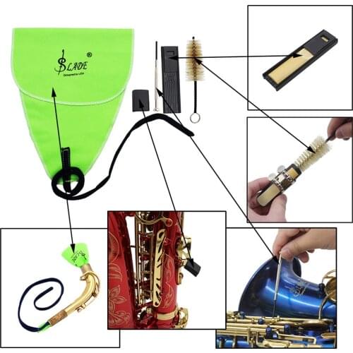 M MBAT Woodwind instrument Cleaning Cloth Mouthpiece Brush Thumb Pad Reed Case Screwdriver Saxophone Clarinet Cleaning Care Set