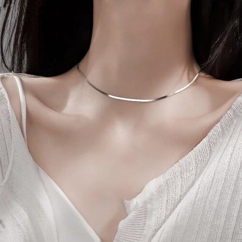 925 Sterling Silver Snake Chain Pendent Necklace For Women Girl Party Jewelry Accessories Choker dz454